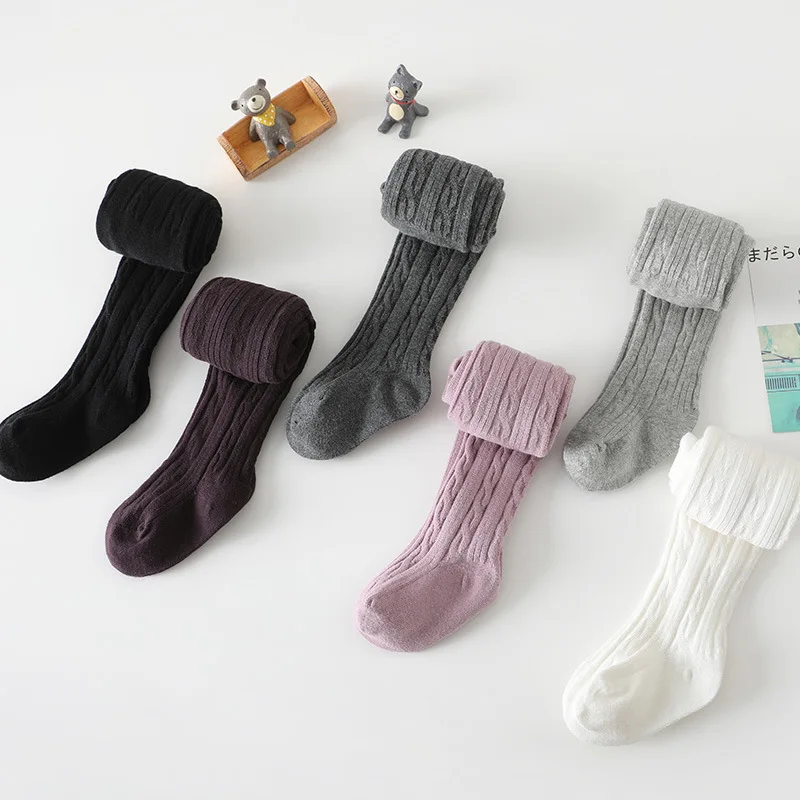 Baby Toddler Girls Cute Cable Knit Cotton Tights Pantyhose Leggings Stocking Pants