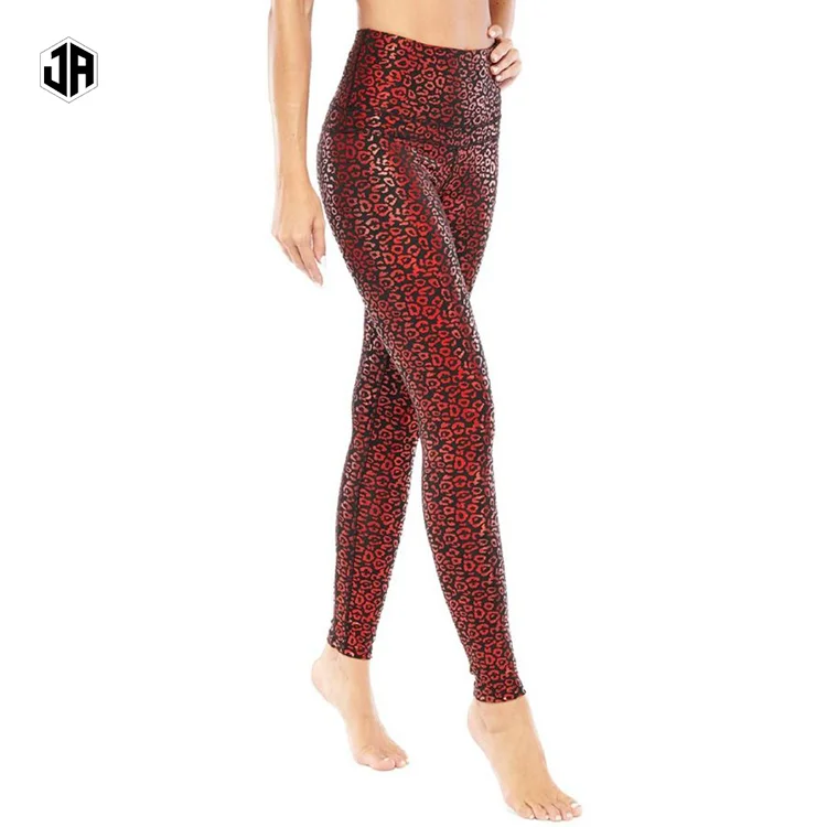 OEM leopard animals grain digital printing slim fitness girls wear tights gym yoga pants leather women sports leggings