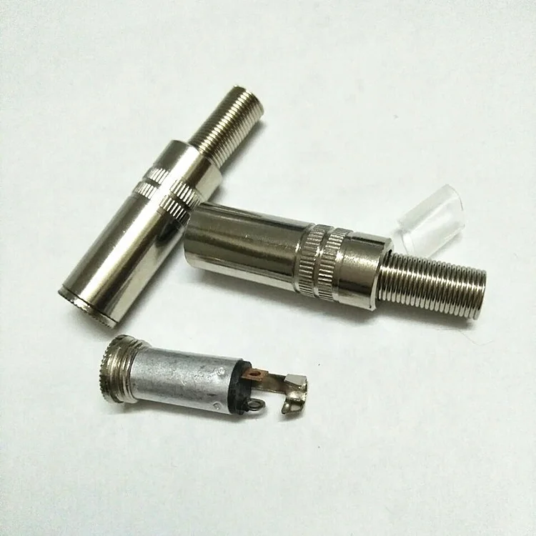 Wholesale metal nickel-plated 3.5MM welded wire type dual channel stereo audio socket plug