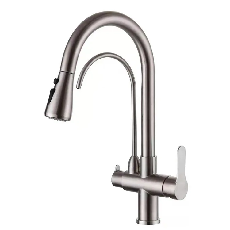 304 stainless steel cold and hot dual-purpose pull-out kitchen faucet 3 way kitchen faucet sink faucet purifier outlet
