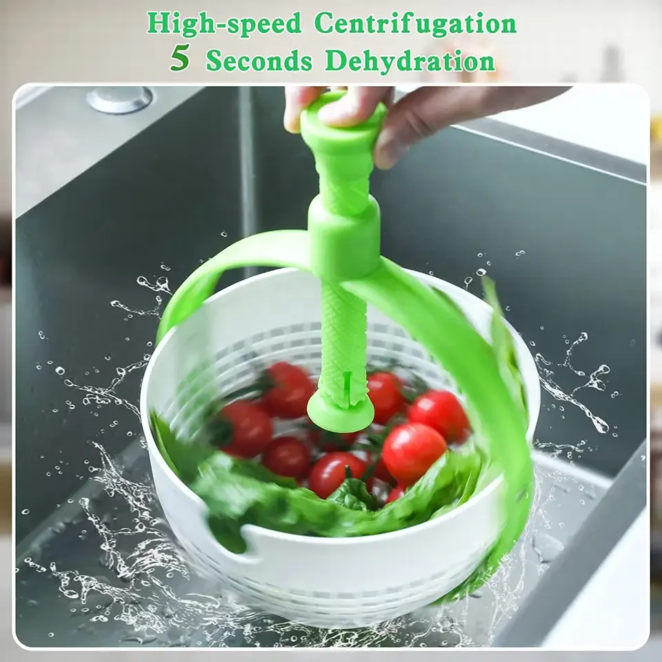 Plastic Vegetable Fruit Salad Spinner Lettuce Greens Washer Household Dry Washing Drain Basket
