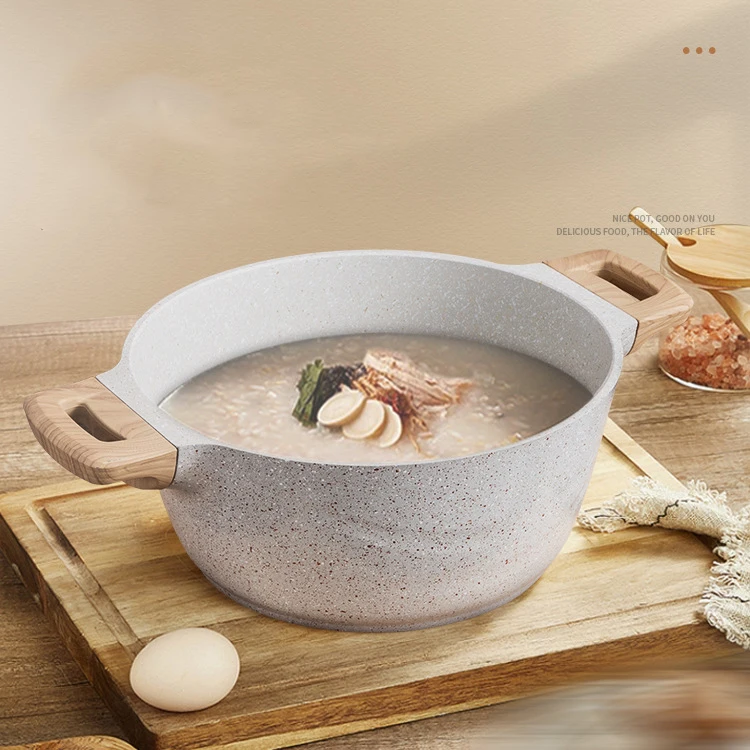 Wholesale Eco-friendly Smokeless Wok Soup Pot Maifan Stone Pots And Pans Premium Die Cast Home Kitchen Non Stick Cookware Set