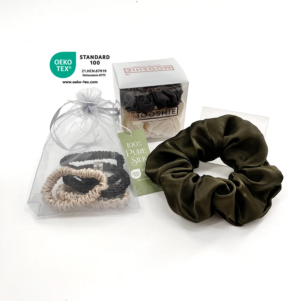 2024 Hot Seller Elastic Band Silk Head Accessories Fashion Modern Style 100% Pure Mulberry Silk Scrunchies for Hair and Skin