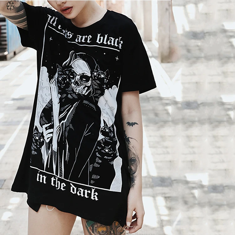 OEM Wholesale custom fashion street punk clothes high quality trend t-shirt summer clothing graphic printing punk clothing