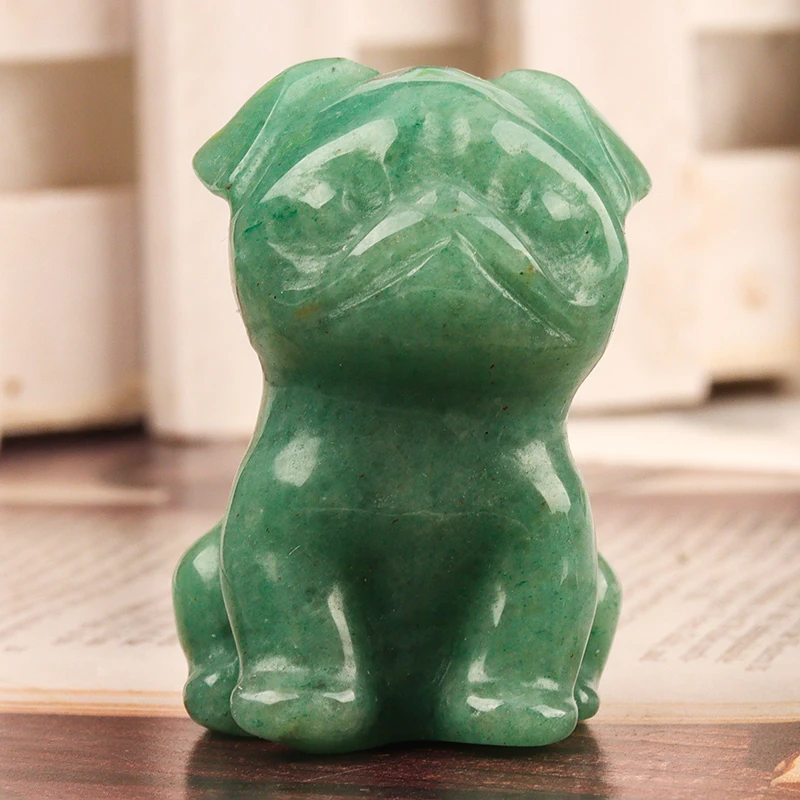 Hand-Carved Natural Yellow Jade Dog Figurine Gemstone Healing Crystals Pocket Stones Nautical Style Collectibles Room Decor