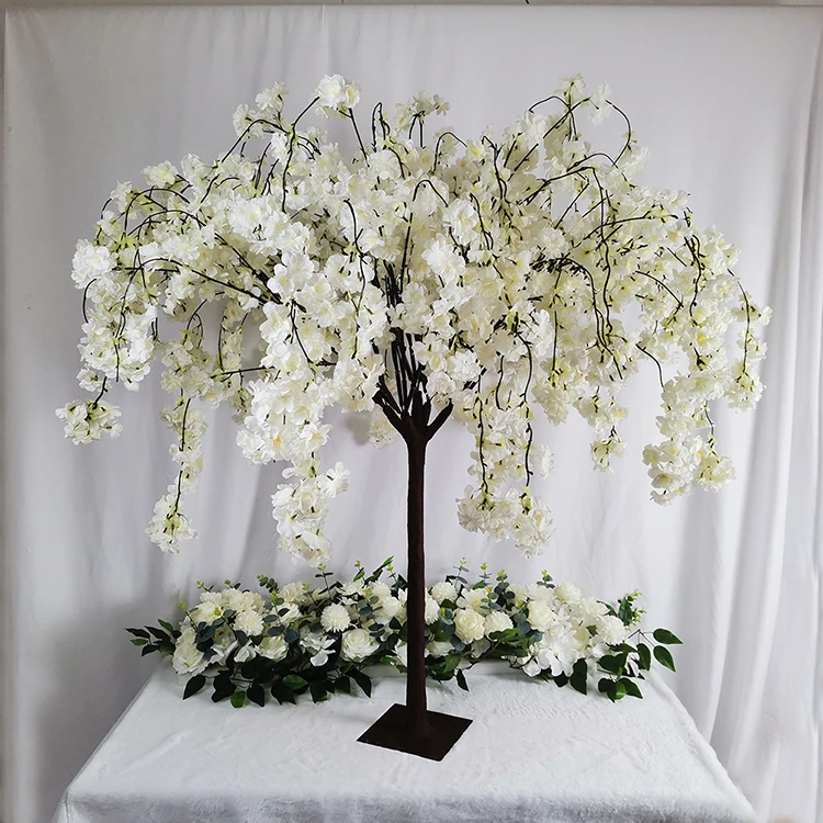 1.2 m drooping  artificial white cherry blossom tree for wedding  table centerpiece