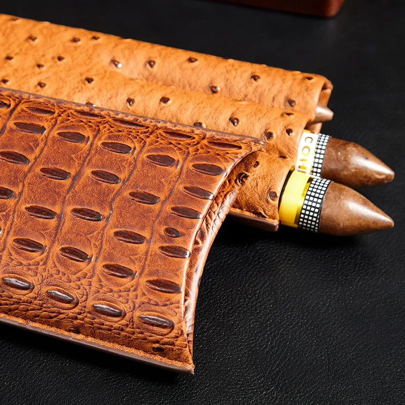 New Fashioned 3 Pack Grey Personalized Travel Alligator Leatherette Cigar Case Support Custom Logo