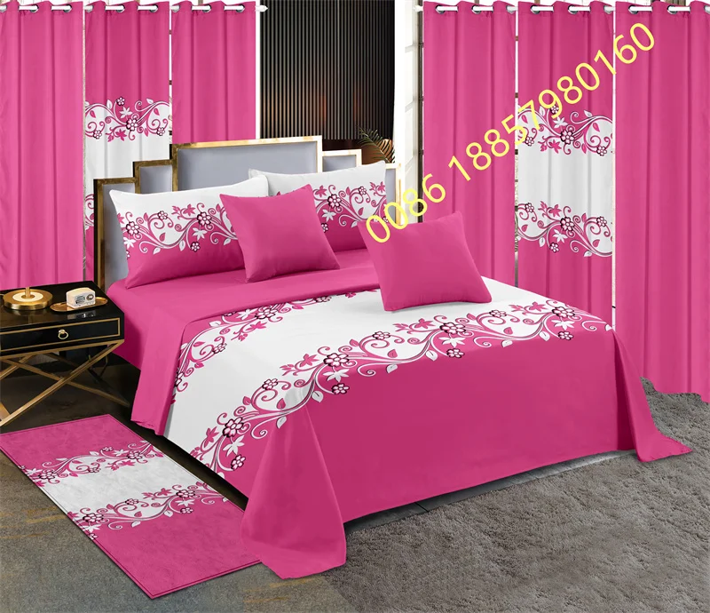 hot selling  Bedding Sets 13 Pieces King Queen  Bed sheet with curtains Flat sheet 100% Polyester All sizes available