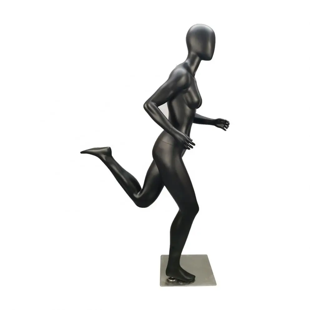 Female Full Body Abstract Fiberglass Yoga Sport Mannequin Women Bend Leg Sport Muscle Torso Display Mannequin Electroplating