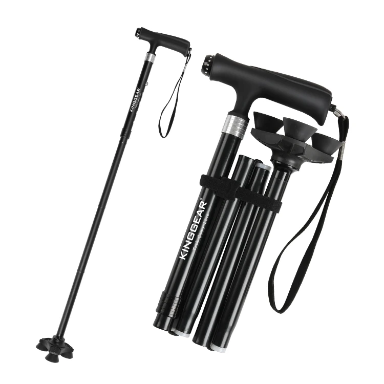 KingGear Custom aluminum nordic Lightweight Led light 3 legs rubber Adjustable Folding Walking Canes Sticks For elder