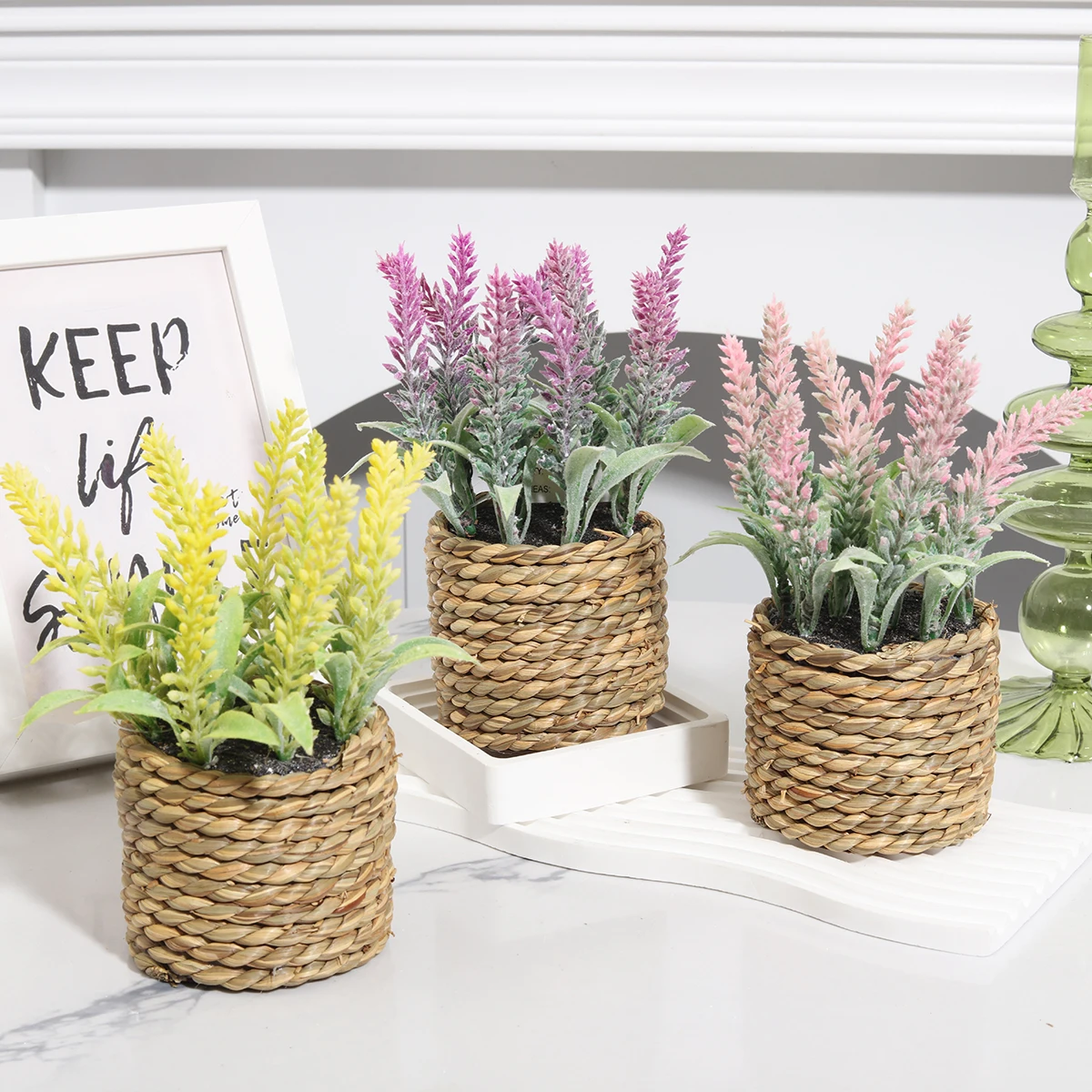 H230071Hot Sale Artificial plants Small Flower Eucalyptus Leafy Grass Mound For Indoor Outdoor Decor