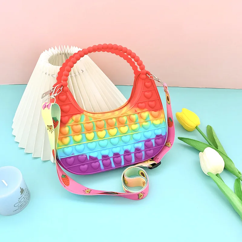 women organize main big silicon tote sensory pocketbook new mini sac hand handbag bolsa push bubble pop fidget toy bag