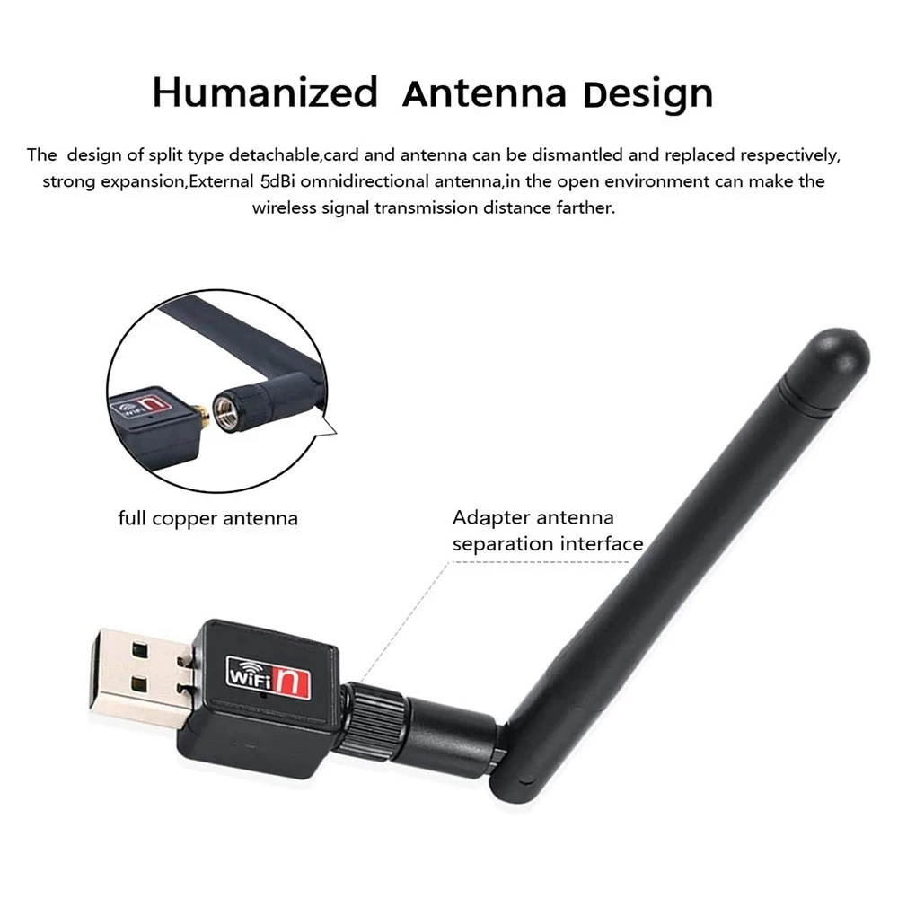 Custom Logo Free Driver Usb 600Mbps Wi Fi 5Ghz Antenna Usb Ethernet Pc Wi-Fi Lan Dongle Ac Receiver Wifi Adapter