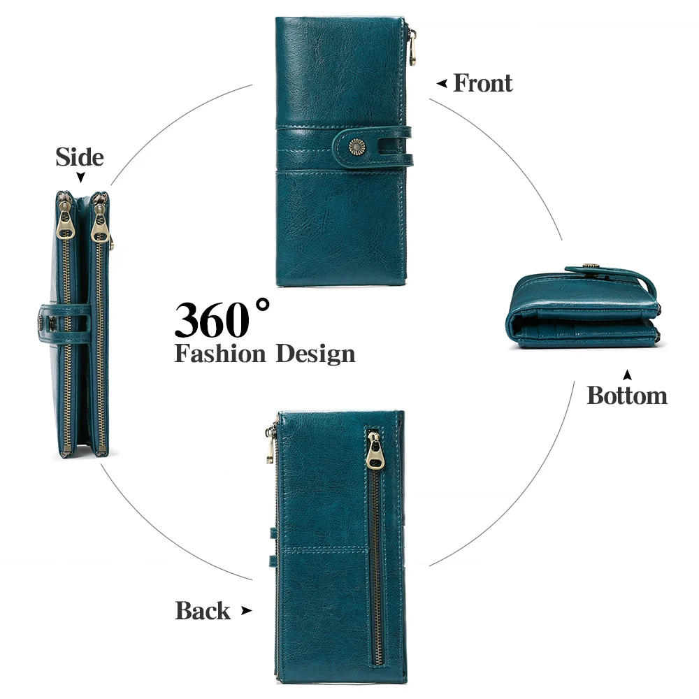 Hot selling long style luxury wallet custom brand   Genuine leather women wallets low price long ladies purse
