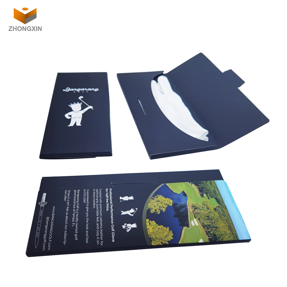 Wholesale Custom Size Luxury Foldable Cardboard Paper Postcard Golf Glove Packaging With Logo Printing