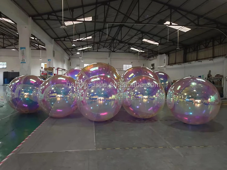 Custom Floating  PVC iridescent inflatable disco mirror ball inflatable  silver spheres  for decoration