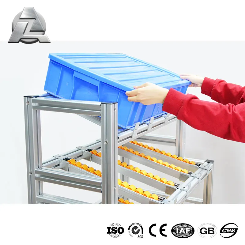 Hot sale conveyor line Aluminum t slot fluent shelves rack shelves with roller