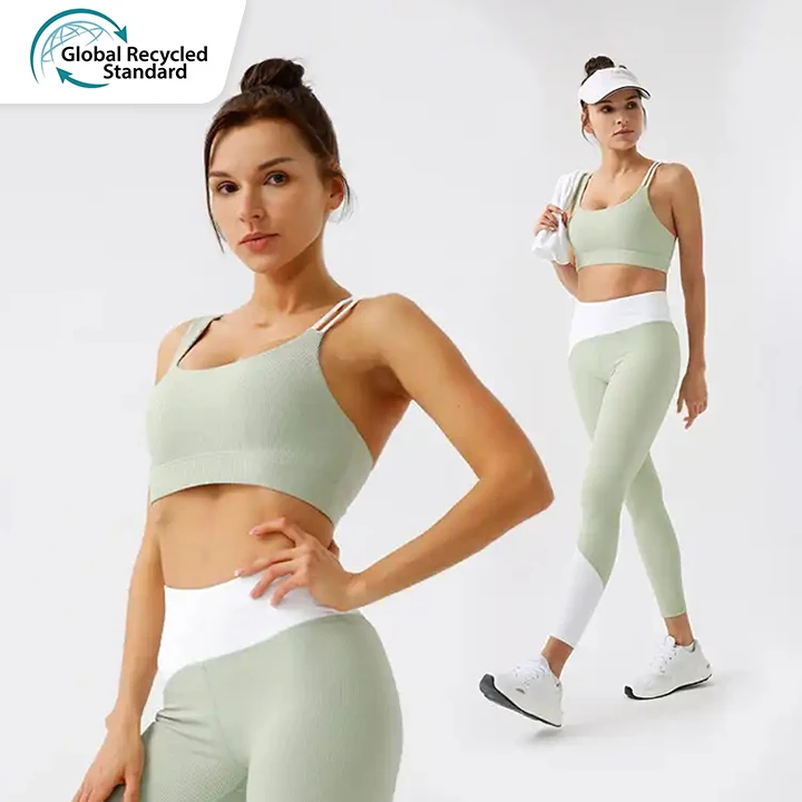 2023 Recycle Sports Bra Athletic Women Fitness Gym Workout 2 Piece Pant Leggings Yoga Set for Women
