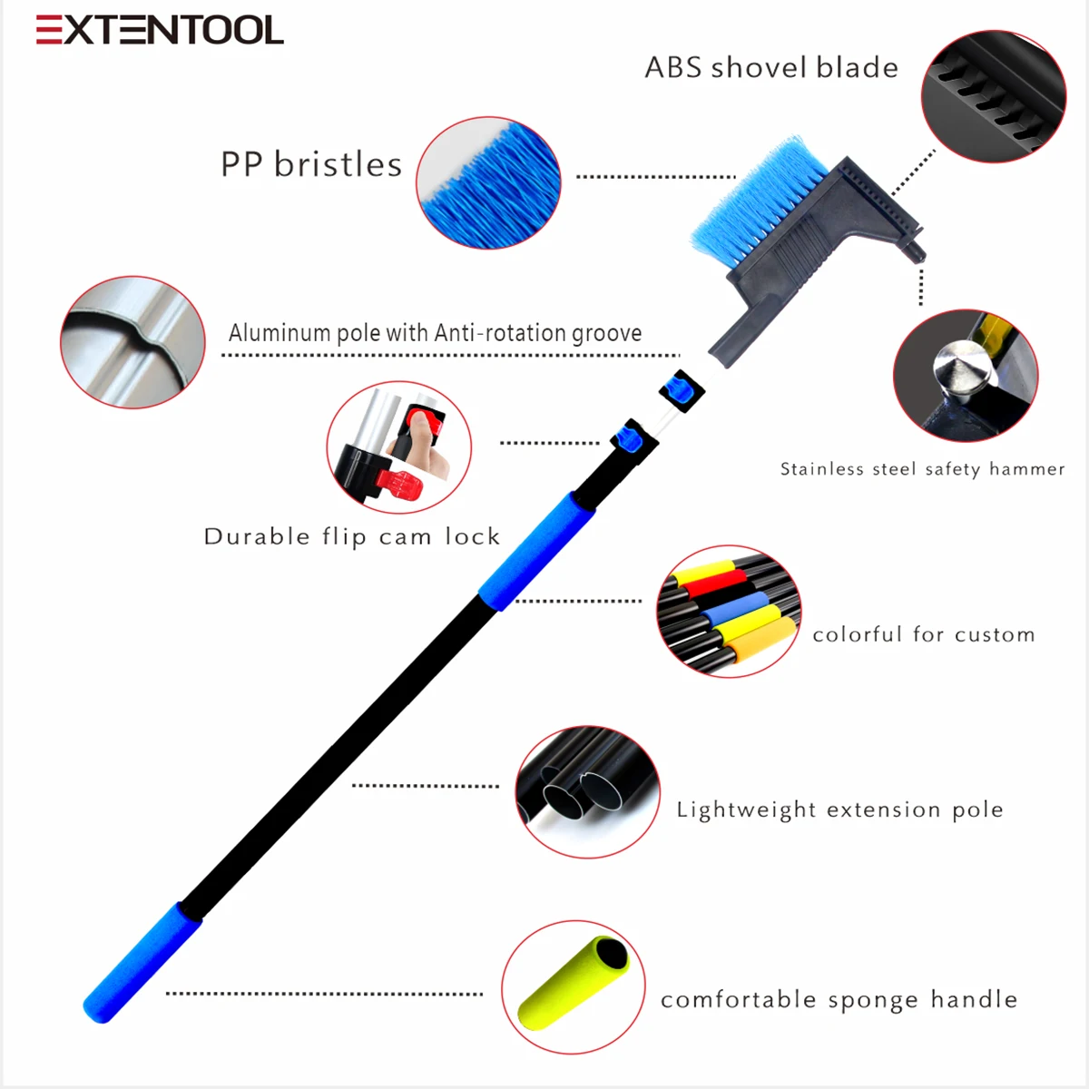 Exten-hiclean snow rake amazon with 2 meters extension hanle