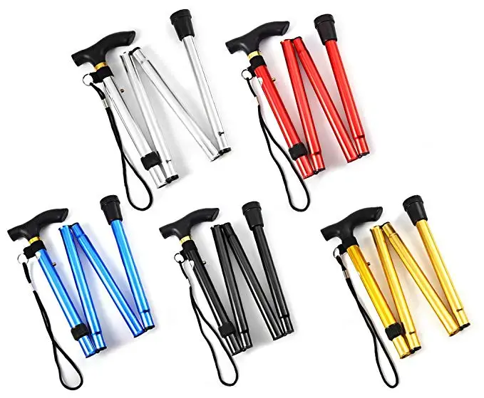 Amazon Hot Selling Colorful Walking Stick Rubber Handle Folding Walking Cane Folded Crutches
