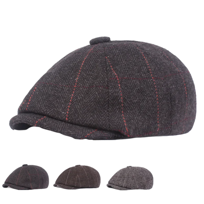 Middle-Aged And Elderly Octagonal Cap Retro Dad Autumn Winter Woolen Painter Flat Driving Ivy Hat