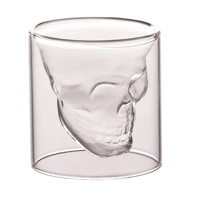 Double skull glass transparent insulation Creative bar mug