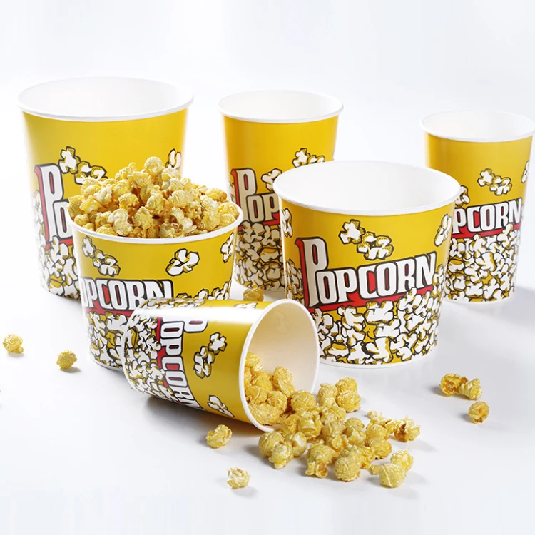 Disposable 30oz 46oz Reusable Cardboard paper  Printed Movie Night popcorn cups party