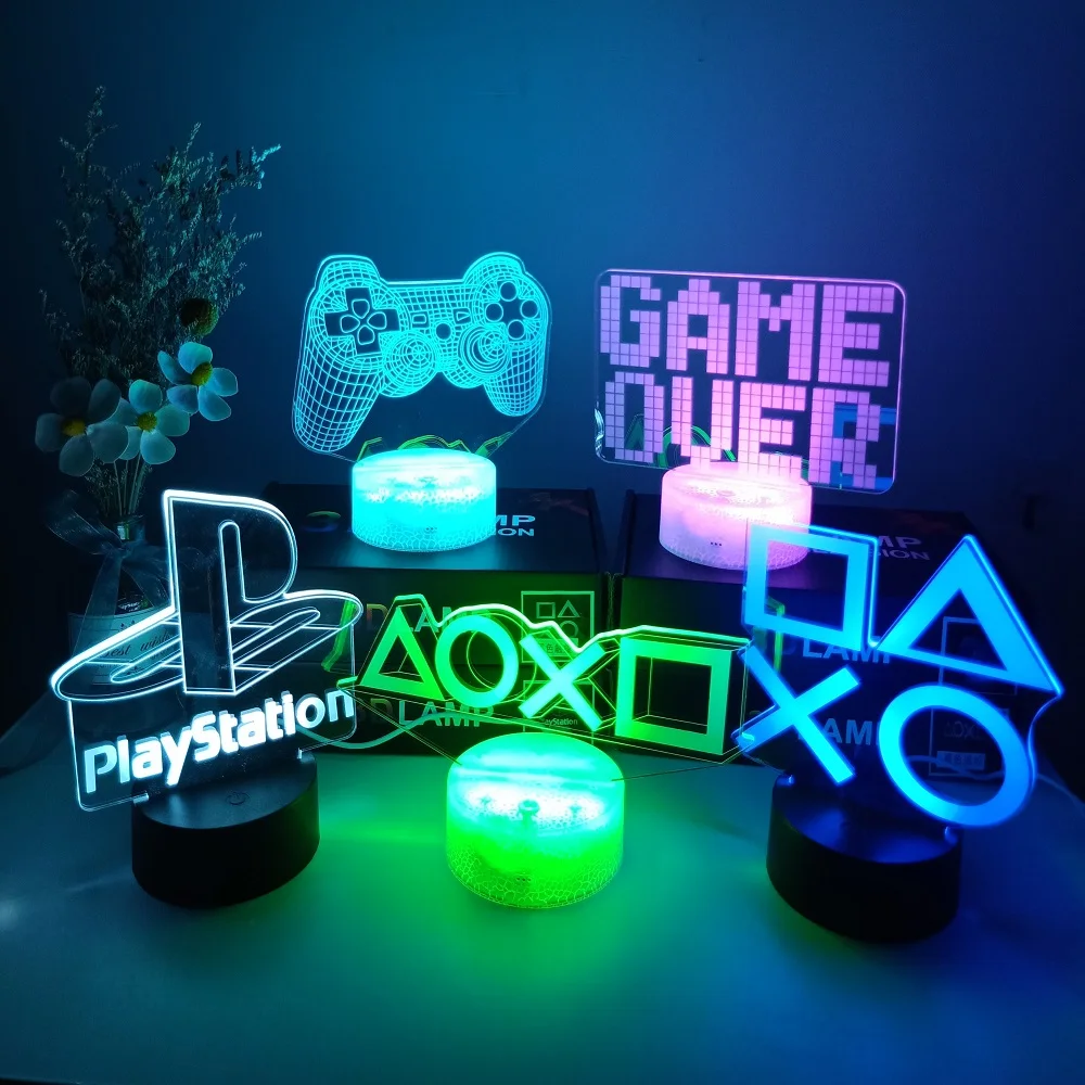 3D Night Lamp Gaming Room Desk Setup Lighting Decor on the table Game Console Icon Logo Sensor Light for Kids Bedside Gift