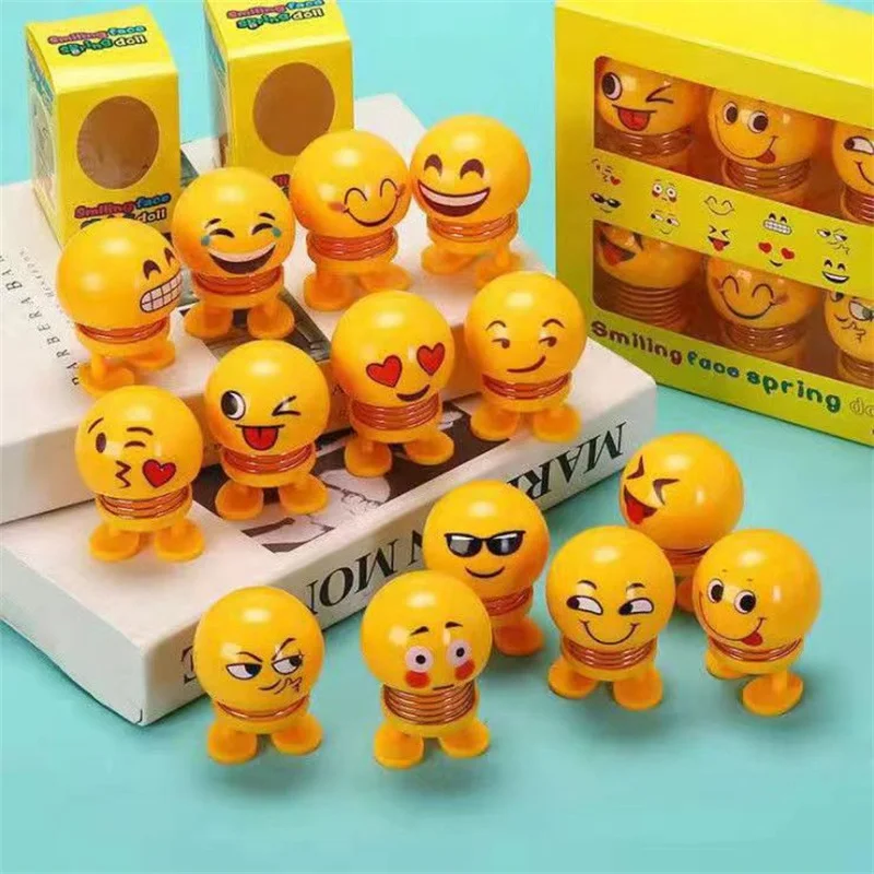Funny Decoration Accessories Shining Shaking Head Spring Dancing Dolls Shaking Head spring doll toy mini Toy