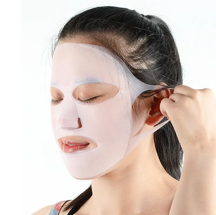 Silicone Face Mask Cover Reusable Moisturizing 3D Facial Mask Holder Prevent Evaporation Falling Transparent Skincare Beauty