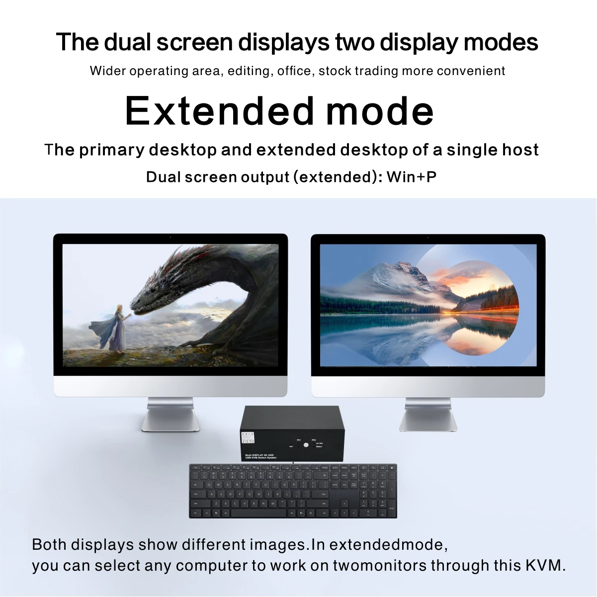 4K Dual Monitor HDMI 2 in 1KVM Switch 2 Port Dual Monitor KVM Switch