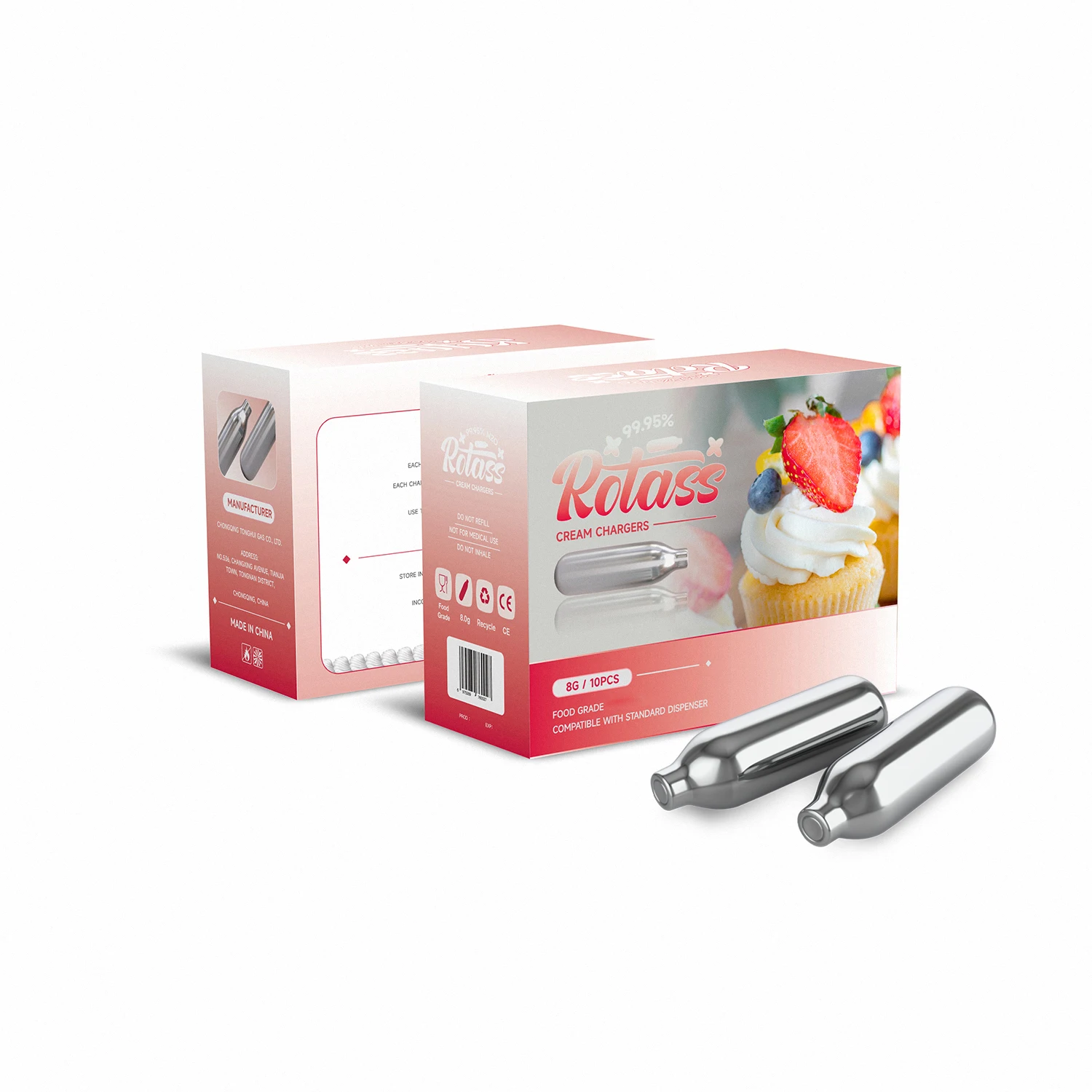 8g cream charger cartridge food additive cream charger for cup cake cream 10/24/50 pcs pack