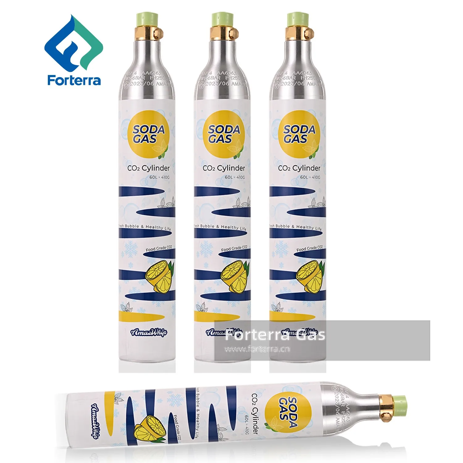 Factory Price Food Grade 425g CO2 Gas Customized 0.6L Aluminum CO2 Cylinder for 60L Soda Maker