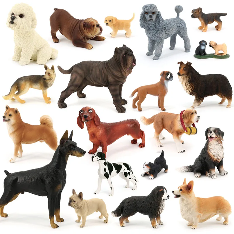 Wholesale Solid PVC Simulation Statue Model Animal Figures Dog Figures Animal Figurines Toys