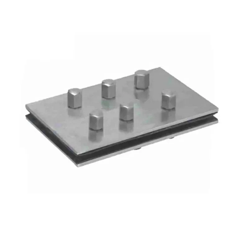 spider support splice plate for glass fin panels