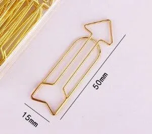 customs gold color  Creative heart Paper Clip  Stationery  metal Material   arrows paper  Clips