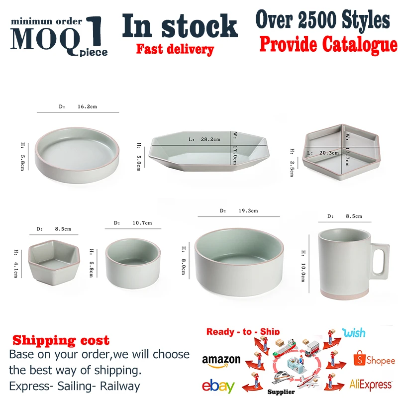 
Korean style elegance fine solid color different shape ceramic porcelain tableware tabletop dinnerware sets restaurant houseware 