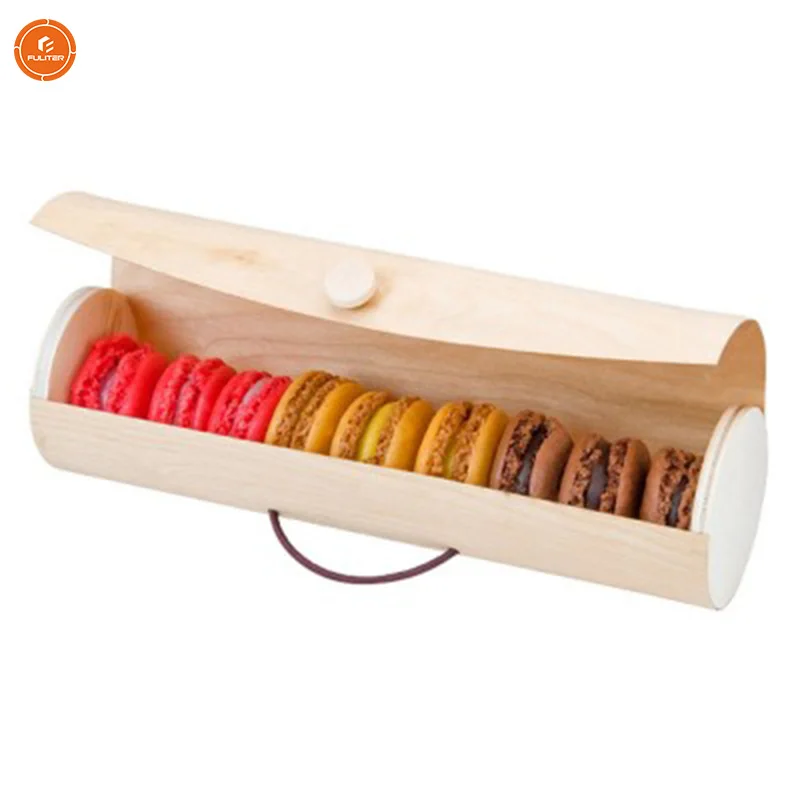 Luxury Mini Round  Macaron Nuts Dry Fruits Candy Gift Wooden Round Birch Wood Veneer Box