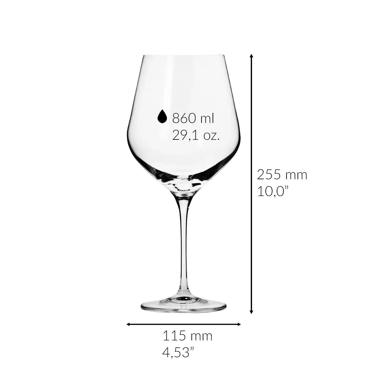 Large Red Wine Glasses 860 ml - 6-Piece Set, 29.1 oz - Premium Quality - B2B Wholesale Offer Wine Glasses - Krosno Glass
