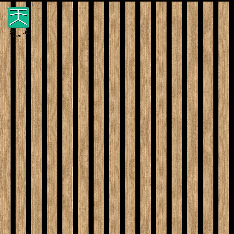 Tiange Office Studio Soundproof Acupanel Acoustic Wood Smoke Blue Polyester Wooden Veneer Slatted Wall Panel