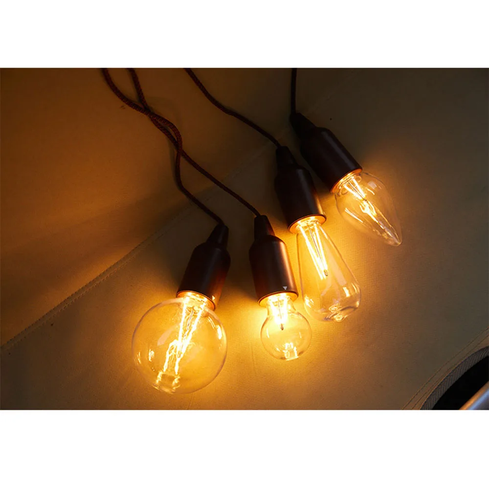 2021 new Indoor Outdoor Battery Operated Hanging Rope Portable Home Tent hiking Camping wood LED Pull cord Light lamp Bulb