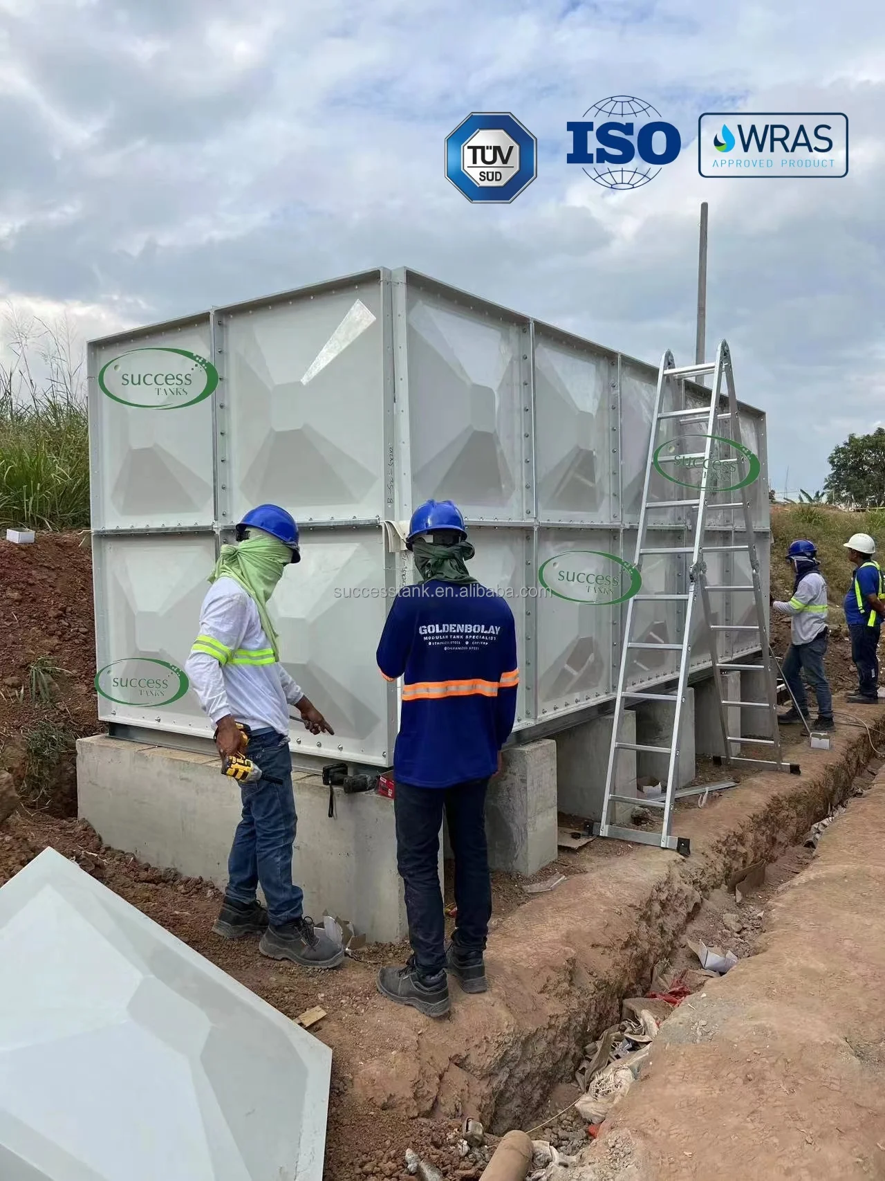 50000 Liters Gallon Cheap Fiberglass FRP GRP SMC Plastic Rectangular Potable Water Tank Manufacture Price