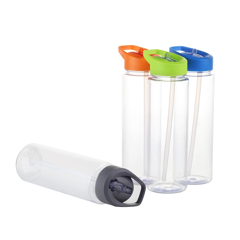 Plastic water bottle 750ml Sport wholesale bpa free clear plastic wholesale AS/SK material plastic water bottle with flip straw