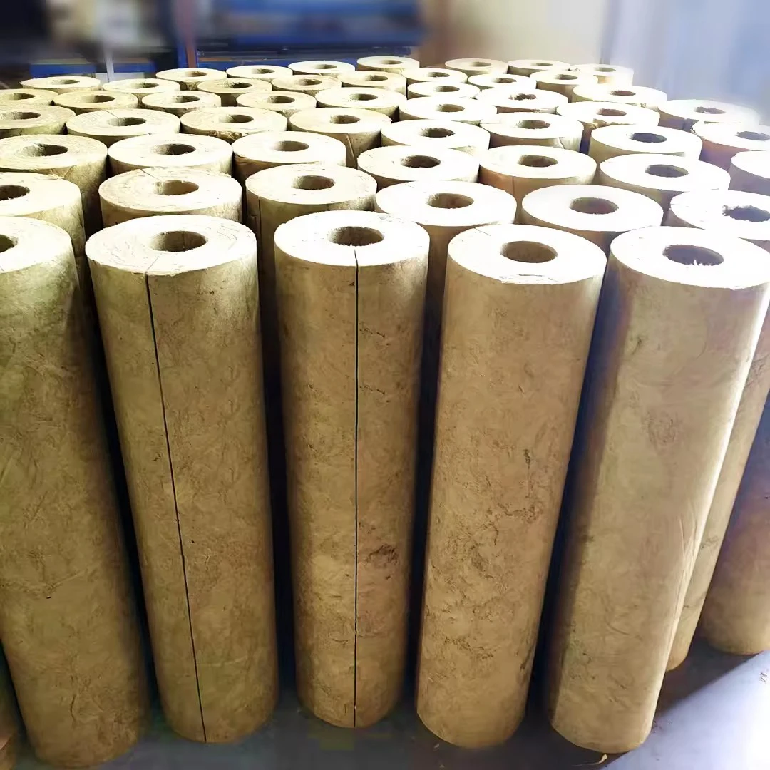 Length 1000mm Rockwool Pipe Fire Resistance Section Rock Wool 100-150 Kg/m³