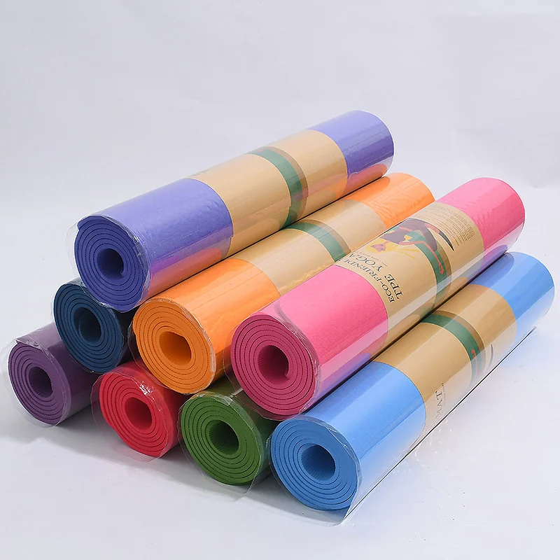 Customized Printing Yoga Mat Single color Tpe Yoga Mat For Fitness,Eco friendly 6mm  Yoga Mat Fitness Sport Tool