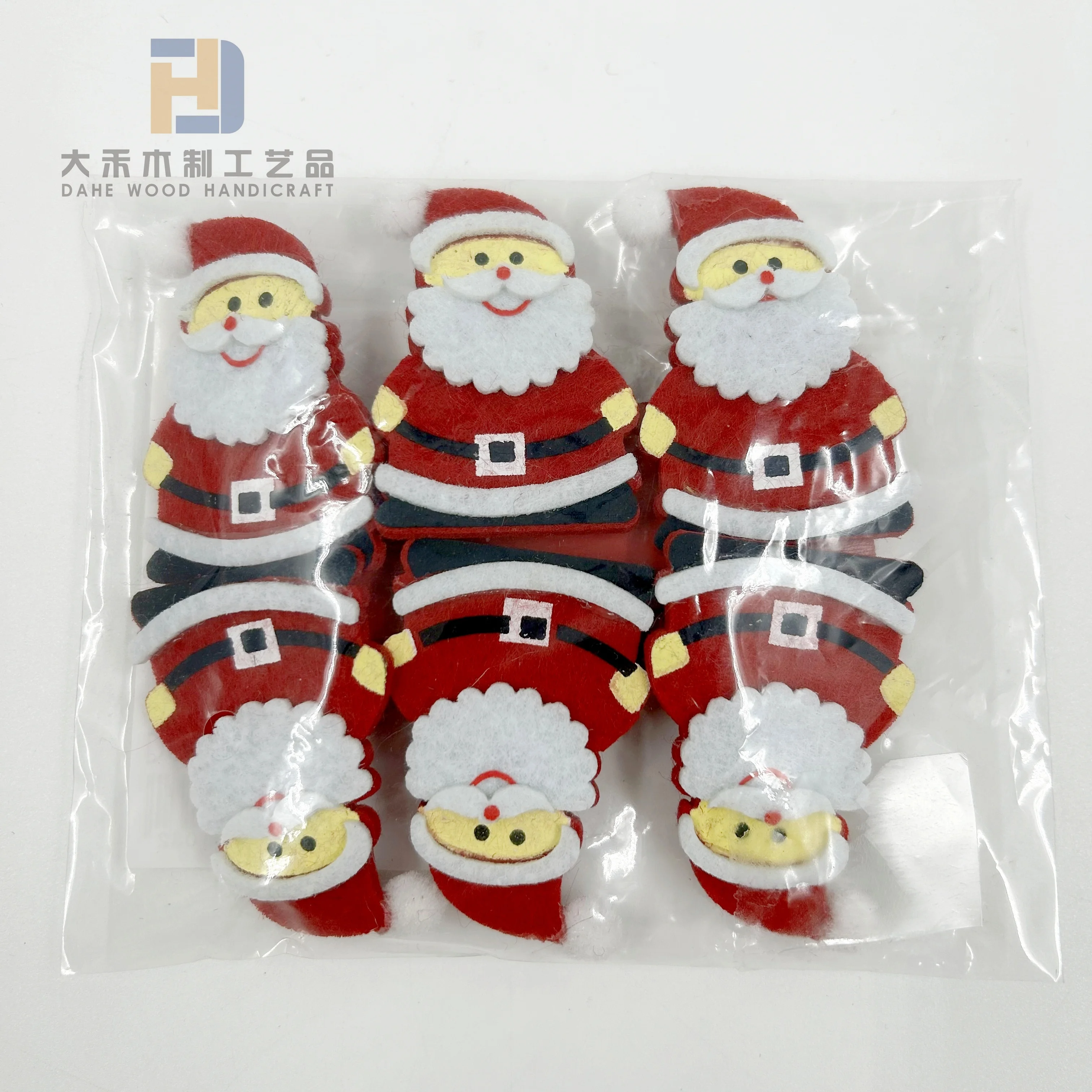 Wholesale Wooden Clip with Felt Santa Clause Decor Custom Wooden Clips Christmas Crafts for DIY Xmas Decoration