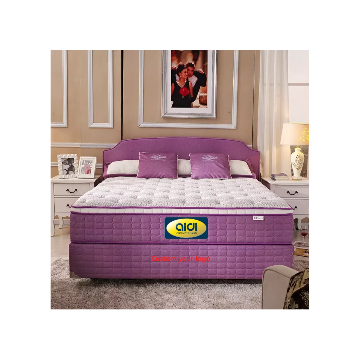 Memory Gel Foam Sleeping Mattresses Manufacturers Rolled Up King Double Bed Pocket Coil Purple Mattress