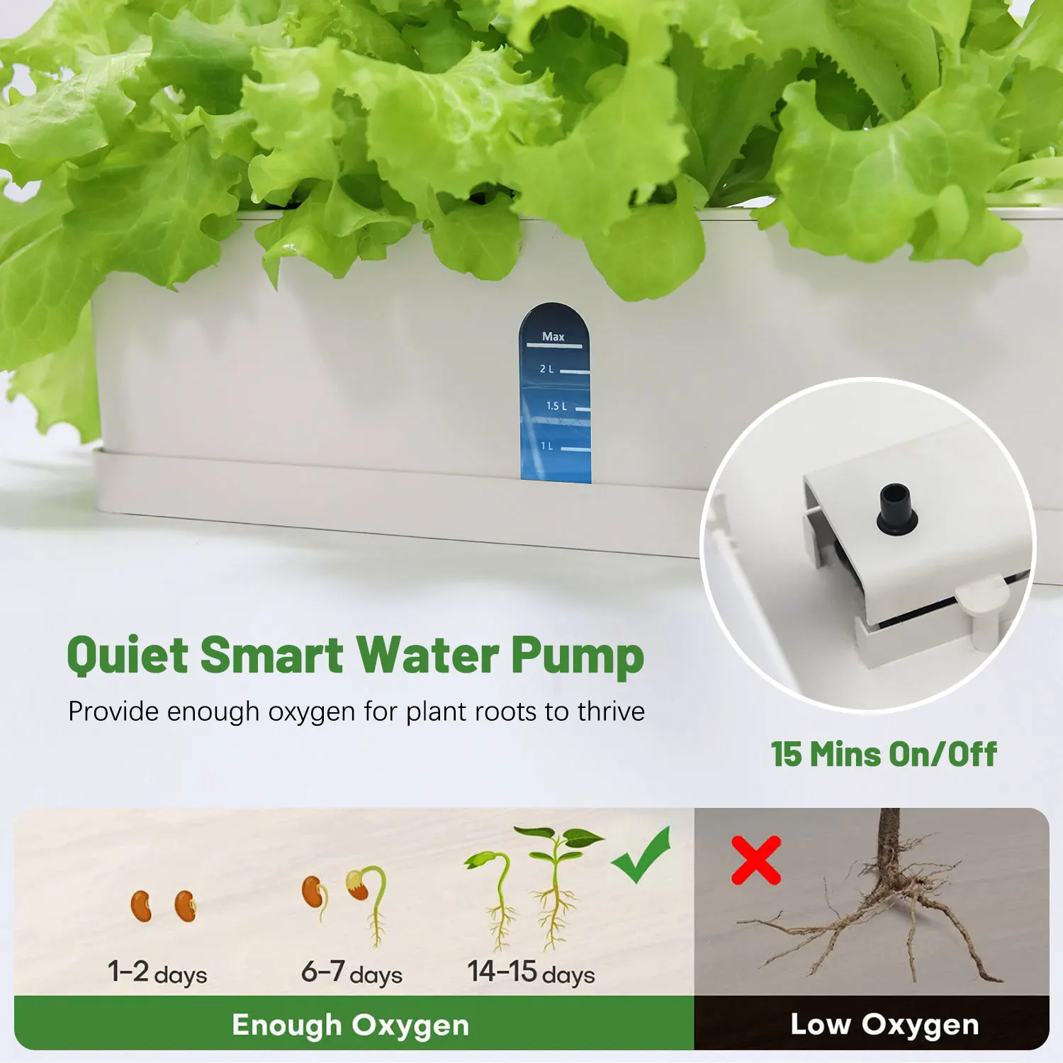 Automatic Timer Indoor Smart Led Lettuce Hydroponics Growing System 9 Pods Plant Germination Kit Kitchen Countertop Herb Garden