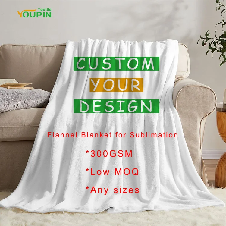 Personalized Custom Flannel Blanket 100% Polyester Fleece Sublimation Blanket Blanks for Heat Transfer printing