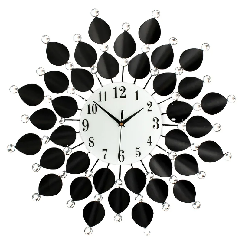 JJT Amazon classic antique retro black diamond cheap kitchen 3D wall clock for home decor